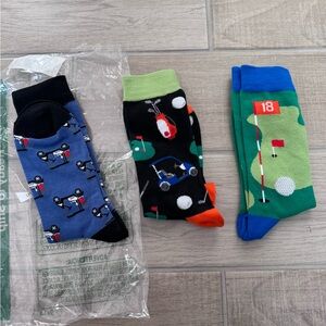 Golf-Themed Knee-Hi Socks Set - Black, Blue, Green | OS
